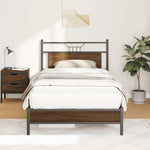 Bed Frame without Mattress Brown Oak 107x203 cm Engineered Wood 4106994