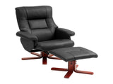 Faux Microfibre Leather Manual Recliner and Footstool Set - Black T3398P341021