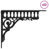 Wall Shelf Brackets 12 pcs Black 27.5 x 23 x 4 cm Steel 42038806