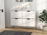 Shoe Storage Cabinet, 4 Flip Drawers, Shoe Organizer for 16 Pairs of Shoes, White T3398P341272