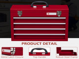 Lockable Metal Tool Box, 4 Drawer Tool Chest with Latches, Handle, Ball Bearing Runners, Red T3398P343059