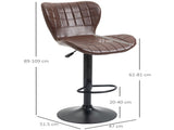 Bar Stools Set of 2 Adjustable Height Swivel Bar Chairs in PU Leather with Backrest & Footrest, T3398P329826
