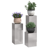 Plant Stand 3 pcs Silver Stainless steel 865831