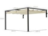 2 x 3 Lean To Steel Pergola, with Moving Fabric Canopy - Khaki T3398P325265