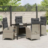 Garden Dining Set with Cushion 5 pcs Light Grey Poly Rattan 3380522