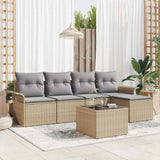 Outdoor Sofa with Cushion 6 pcs Beige Poly Rattan 3345330