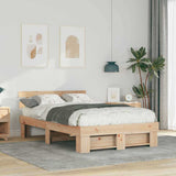 Bed Frame with Headboard Brown 140 x 190 cm Solid Pine Wood 872488