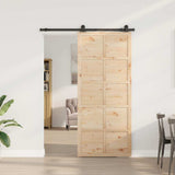 Sliding Door Brown 80 x 208 cm Solid Pine Wood 3381175