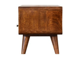 Solid Wood Mini Chestnut Curved Media Unit, 2 Drawers and Open Slot, Dark Brown B2743P402944