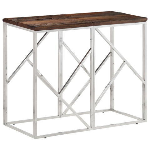 Console Table Silver Stainless Steel and Solid Wood Sleeper 349989