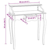 Writing Desk Solid Mahogany Wood 80x40x92 cm 244503