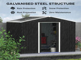 7.7 x 5.7ft Metal Garden Shed, Galvanised Outdoor Tool Storage House with Ventilation Slots and T3398P314205