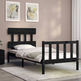 Bed Frame without Mattress Black Small Single Solid Wood Pine 3193300