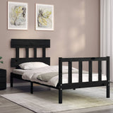 Bed Frame without Mattress Black 100x200 cm Solid Wood Pine 3193330