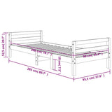 Bed Frame without Mattress Wax Brown 90x200 cm Solid Wood Pine 844485