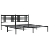 Metal Bed Frame without Mattress with Headboard Black 193x203cm 376330