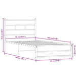 ZNTS Metal Bed Frame without Mattress Smoked Oak 90x190 cm Single 4017210