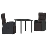 Garden Dining Set with Cushion 3 pcs Black Poly Rattan 3379527
