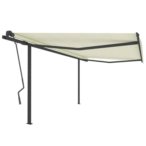 ZNTS Manual Retractable Awning with Posts 4x3.5 m Cream 3070217