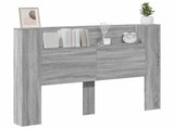 Headboard Cabinet with LED Grey Sonoma 140 x 16.5 x 103.5 cm 8006565