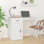 ZNTS Desk with Cabinet White Engineered Wood 3185431