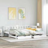 Daybed with Trundle and Drawers without Mattress White 90x190 cm Single 3302194