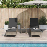 Sun Lounger Reclining 3 pcs Grey and Dark Grey Poly Rattan 365434