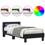 ZNTS Bed Frame with LED Lights Black Oak 100x200 cm Engineered Wood 863639