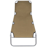 Sunlounger Taupe Powder-Coated Steel 189 x 58 x 27 cm Foldable 44294