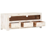 TV Cabinet Solid Wood Acacia 110x30x40 cm White 337849