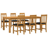 Dining Set 7 pcs Black Solid Oak Wood 3430385