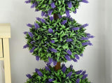 Set of 2 Artificial Plants, Lavender Flowers Ball Trees with Pot, for Home Indoor Outdoor Decor, T3398P328331