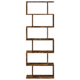 Room Divider Bookcase 6-Tier Smoked Oak 70x24x193 cm Engineered Wood 858088