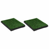 ZNTS Pet Toilets 2 pcs with Tray & Faux Turf Green 63x50x7 cm WC 170767