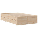 Bed Frame without Mattress with Drawers 135x190 cm Double Solid Wood Pine 3308819