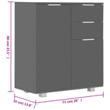 Sideboard High Gloss Grey 71x35x80 cm Engineered Wood 283717
