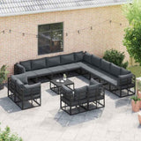 Garden Sofa Set with Cushion 14 pcs Black Aluminium 3378937