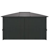 Gazebo with Curtain Aluminium 4x3x2.6 m Black 44642