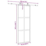Sliding Door with Hardware Set Black 76x205 cm Tempered Glass 3375823