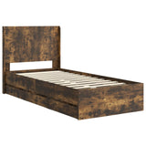 Bed Frame with Storage and Headboard Smoked Oak 75 x 190 cm 3413993