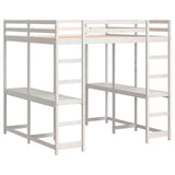 Loft Bed with Desk and Ladder White 180x200 cm Super King Solid Wood Pine 3284231