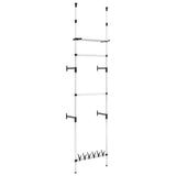 ZNTS Telescopic Wardrobe System with Rods and Shelf Aluminium 321107