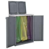 Trash Bin with 2 Doors Grey 65x45x88 cm PP 364058