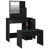 Dressing Table Set with LED Black Engineered Wood 3114116