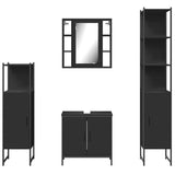 4 Piece Bathroom Cabinet Set Black Engineered Wood 3214770