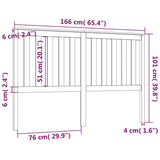 Bed Headboard Black 166x6x101 cm Solid Wood Pine 818534