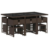 11 Piece Garden Dining Set with Cushions Brown Poly Rattan 3211329