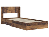Bed Frame with Storage and Headboard Old Wood 90 x 190 cm 3414521