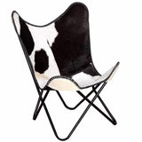 Butterfly Chair Black and White Real Cowhide Leather 243729