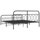 Metal Bed Frame without Mattress with Footboard Black 193x203cm 377141